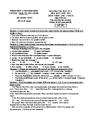 Đề kiểm tra học kỳ II môn Tiếng Anh Lớp 8 - Năm học 2018-2019 - Trường THCS Võ Văn Chỉnh